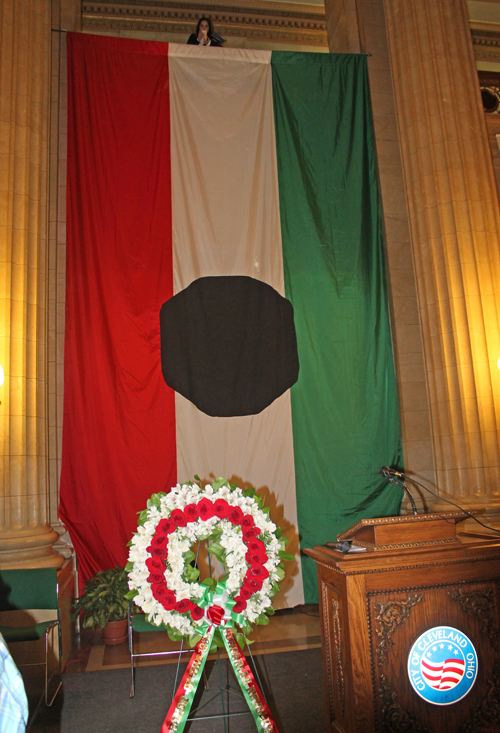 Hungarian flag in Rotunda of Cleveland City Hall
