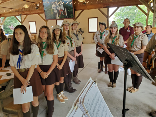 Girls at Hungarian Scout Festival Mass