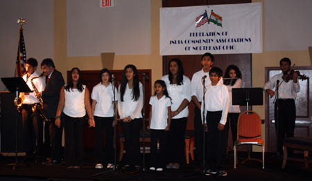 Indian and US National Anthems performed
