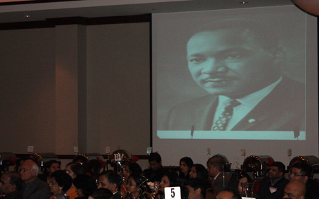 Dr Martin Luther King Jr. on screen at Republic Day in Cleveland