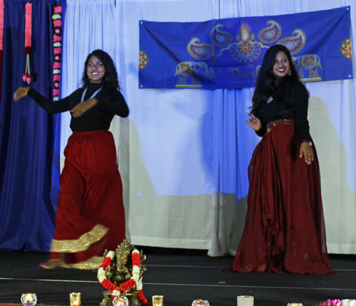Young ladies dancing at Diwali event