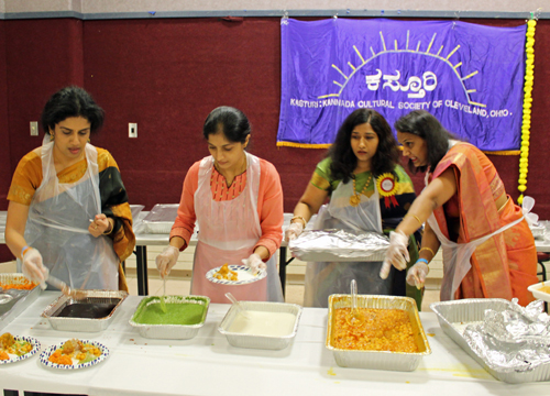 Serving food at Kasturi Kannada Diwali event