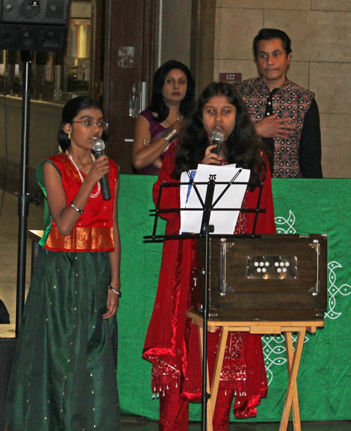 the national anthem of the USA was led by Medha Lalit Iyer and Anika Rao