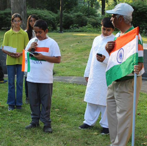 Students of the Sanatana Dharma classes spoke about various India patriotic topics