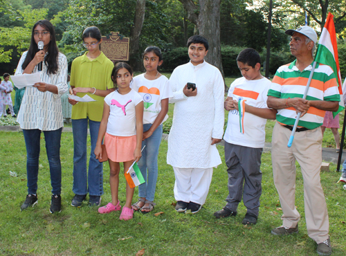 Students of the Sanatana Dharma classes spoke about various India patriotic topics
