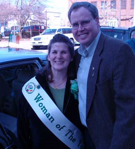 West Side Irish American Club Woman of the Year Mary Lavelle Napier with John O'Brien Jr. (photo by Dan Hanson)