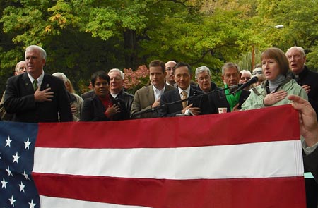 Singing the national anthem at the Irish Cultural Garden - Cleveland Irish Cultural Garden photos by Dan Hanson