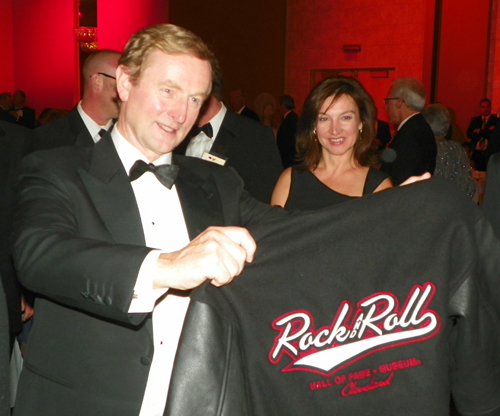Taoiseach Enda Kenny with Rock and Roll Hall of Fame jacket