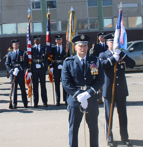 US Air Force Honor Guard marching at Cleveland St Patrick's Day Parade