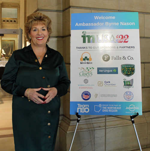 Ambassador Geraldine Byrne Nason welcome sign