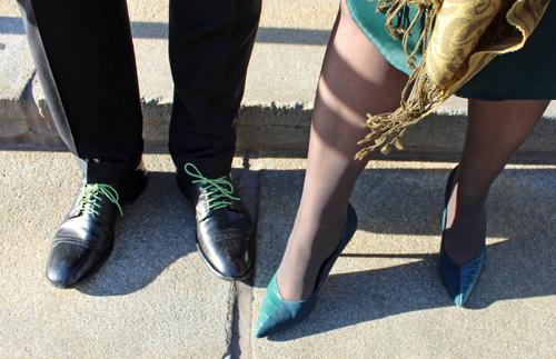 Ambassador Ed Crawford's green laces and Ambassador Geraldine Byrne Nason 's green shoes