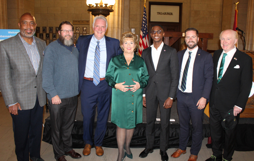 Blaine Griffin, Brian Kazy, Chris Ronayne, Ambassador Byrne Nason, Mayor Bibb, Kerry McCormack and Ambassador Crawford