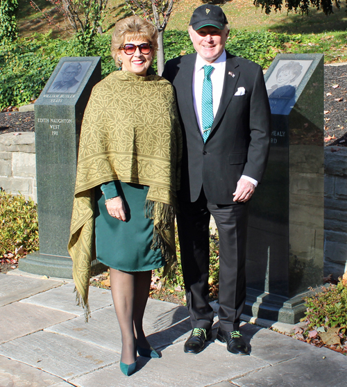 Ambassador Ed Crawford and Ambassador Geraldine Byrne Nason in Cleveland's Irish Cultural Garden