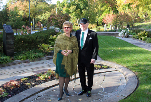 Ambassador Ed Crawford and Ambassador Geraldine Byrne Nason in Cleveland's Irish Cultural Garden