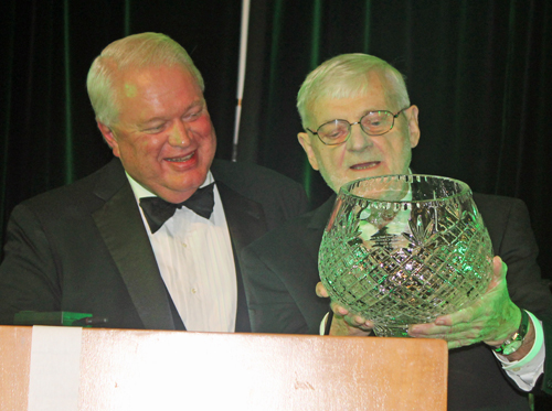 Gerry Quinn presented Mike Gibbons with the Mayo Crystal 