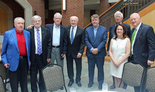 VIP guests at Mayo Society Tea - Tom Scanlon, Gerry Quinn, Jake Boland, Ambassador Ed Crawford, Paul Downey, Jim Boland, Mike Gibbons and Diane Gibbons