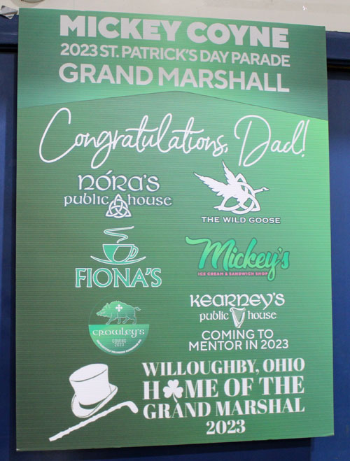 Mickey Coyne Grand Marshal sign
