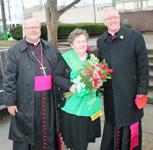 Bishop Malesic, Bridget Conway and Bishop Woost