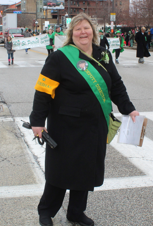 Parade Marshal Mary Alice Curran kept the units lined up and moving