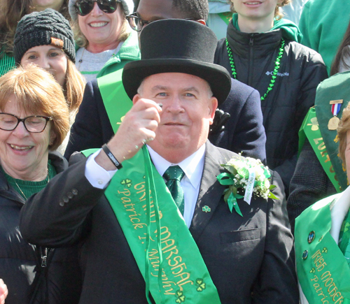 Grand Marshal Patrick Murphy blew the whistle to start the Parade