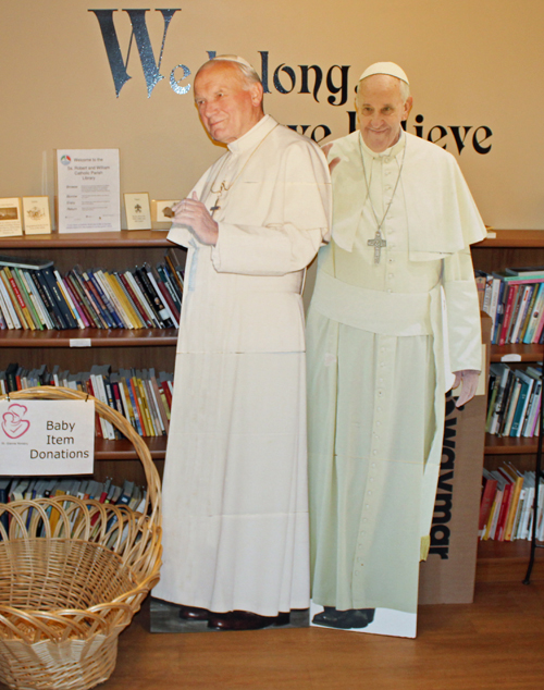 Pope cutouts at the Church