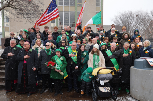 St Patrick's Day parade kickoff ceremony national anthems