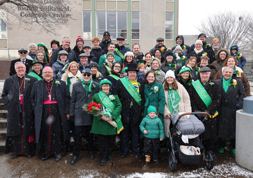 Cleveland St Patrick's Day group on Cosgrove steps