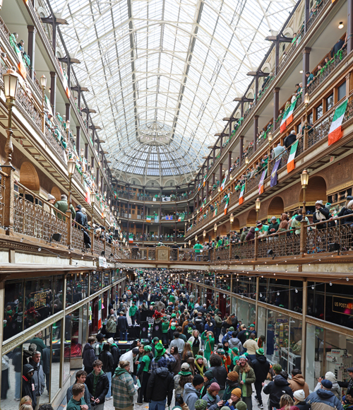 Historic Cleveland Arcade on St. Patrick's Day 2026