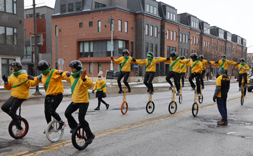 Unicycles at 2026 Cleveland St. Patrick's Day Parade 