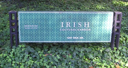 Irish Cultural Garden sign in Cleveland, Ohio (photos by Dan Hanson)