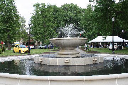Fiat and Fountain in Italian Cultural Garden