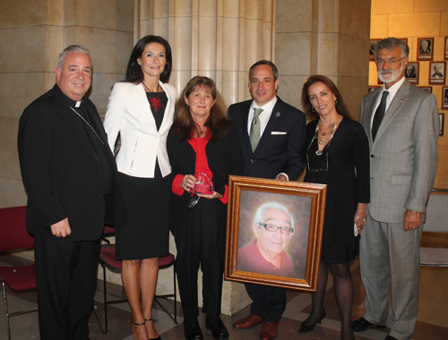 Bishop Perez, Sernea Scaiola, Paula Leonette, Matt Zone, Rose Zitiello, Mayor Jackson and portrait of Paul Sciria