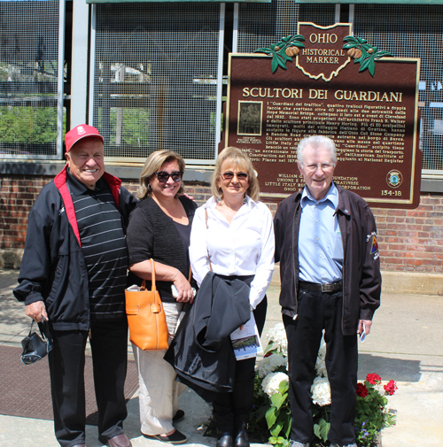 Posing with the Italian Stone Cutter historical marker