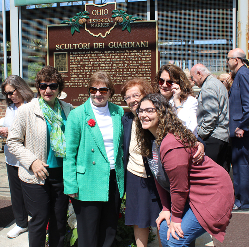 Posing with the Italian Stone Cutter historical marker