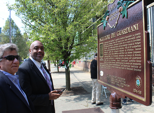 Anthony Pinto and  Blaine Griffin Posing with the Italian Stone Cutter historical marker