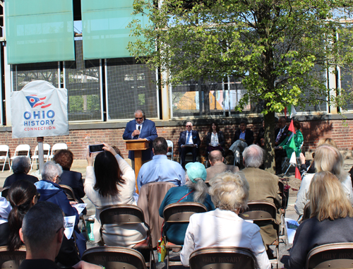 Joe Marinucci speaking at historical marker event