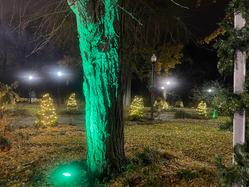 Italian Cultural Garden in Cleveland decorated for Christmas 2023