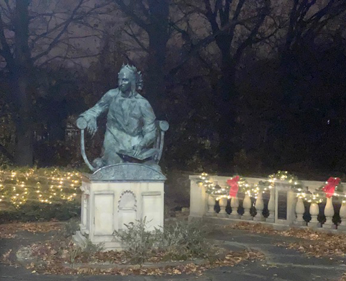 Italian Cultural Garden in Cleveland decorated for Christmas 2023