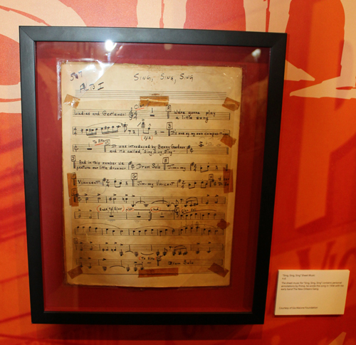 Sheet Music for Louis Prima's hit Sing Sing Sing with his personal notes