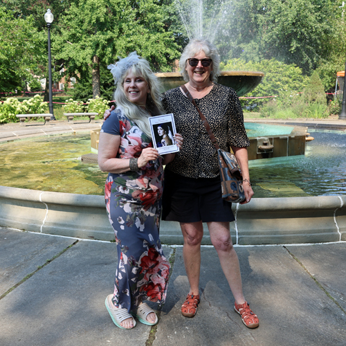 Ladies at fountain