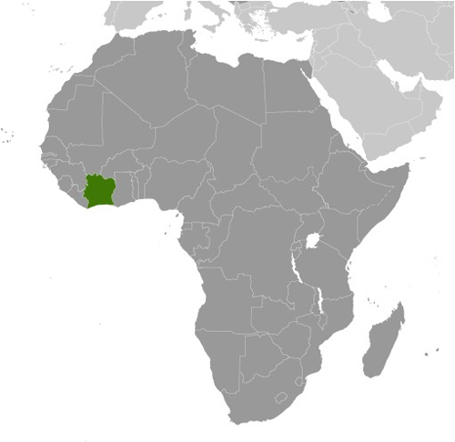 Ivory Coast (Cote d'Ivoire) map in Africa