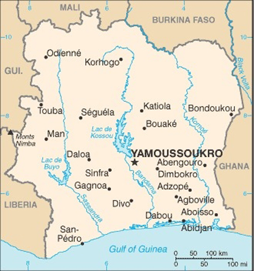 Ivory Coast (Cote d'Ivoire) Map