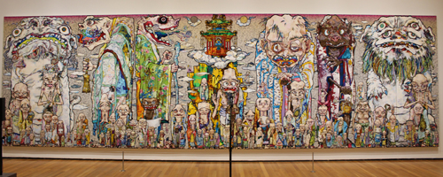 Takashi Murakami painting spans an entire wall
