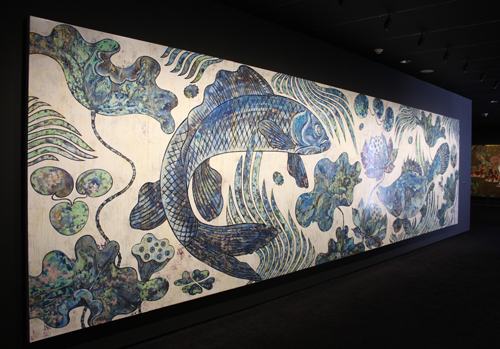 Takashi Murakami painting spans several rooms