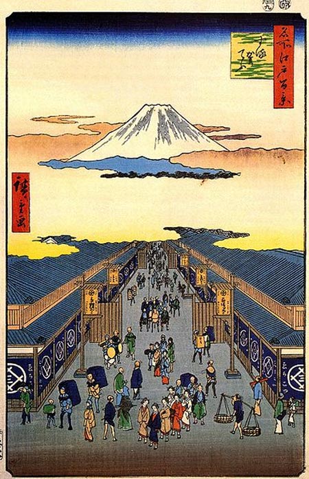 An 1856 ukiyo-e depicting Echigoya, the current Mitsukoshi