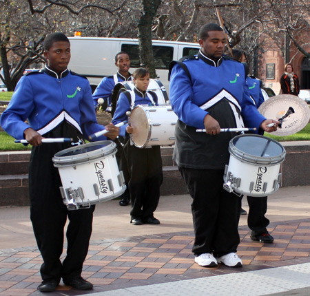 Cleveland school student drummers at Jesse Owens event