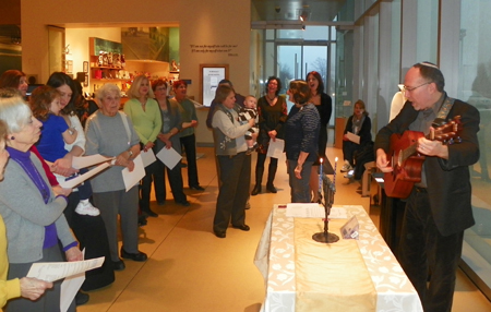 Singing at Maltz Museum on 1st nigth of Hanukkah