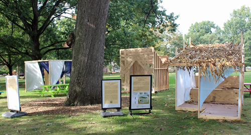 Sukkah Village set up in Wade Oval in University Circle.