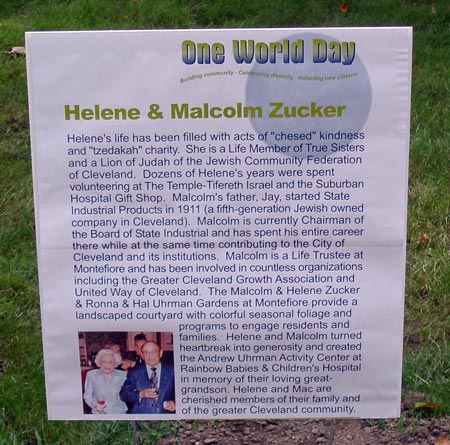 One World Day recognition of Helene and Malcolm Zucker