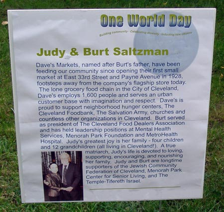 One World Day recognition of Judy and Burt Saltzman